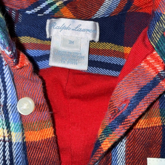 Ralph Lauren Baby Plaid One-Piece Jumpsuit | Red Multi | 0–3 Months | EUC - Picture 2 of 3